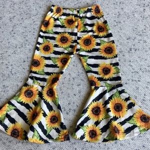 Girls Sunflower Bell Bottoms Flare Pants